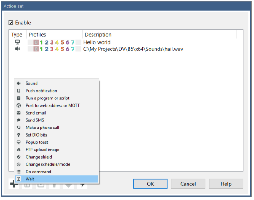 Blue iris code to change profiles